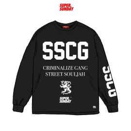 LONGSLEEVE SSCG CRIME WHITE ON BLACK