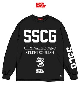 LONGSLEEVE SSCG CRIME WHITE ON BLACK