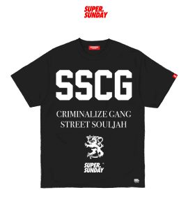 SSCG CRIME WHITE ON BLACK TSHIRT